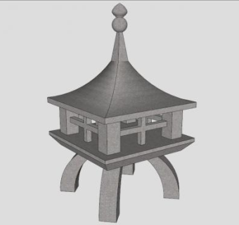室外石灯笼SU模型下载_sketchup草图大师SKP模型