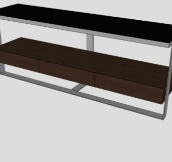 棕色边柜SU模型下载_sketchup草图大师SKP模型
