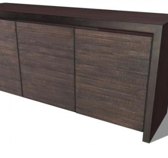 三门实木餐具柜SU模型下载_sketchup草图大师SKP模型