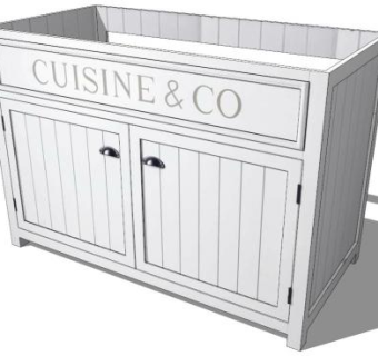 纽波特120厘米白色厨柜SU模型下载_sketchup草图大师SKP模型