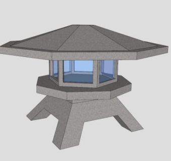 日式户外花园灯SU模型下载_sketchup草图大师SKP模型