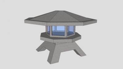 日式户外花园灯SU模型下载_sketchup草图大师SKP模型