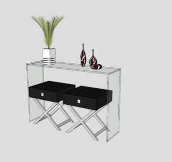 玻璃餐具柜SU模型下载_sketchup草图大师SKP模型
