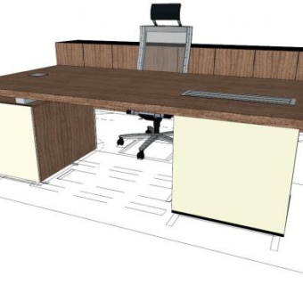 棕色 实木现代边柜SU模型下载_sketchup草图大师SKP模型