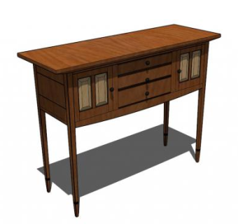 棕色餐具柜SU模型下载_sketchup草图大师SKP模型