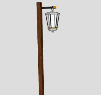 实木灯柱杆灯SU模型下载_sketchup草图大师SKP模型