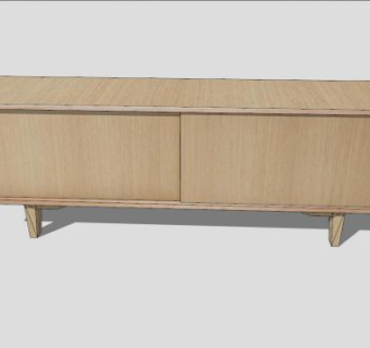 实木橡木餐具柜SU模型下载_sketchup草图大师SKP模型