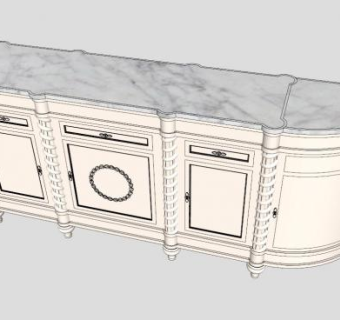 路易十六风格餐厅餐具柜SU模型下载_sketchup草图大师SKP模型