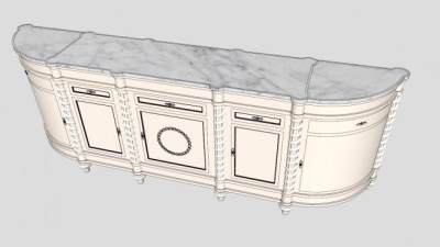 路易十六风格餐厅餐具柜SU模型下载_sketchup草图大师SKP模型