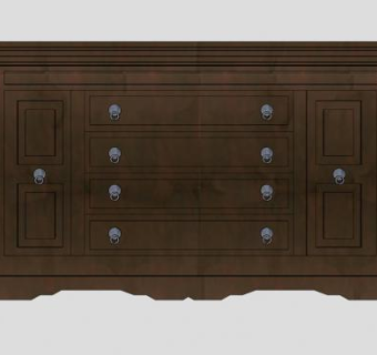 4个抽屉的边柜SU模型下载_sketchup草图大师SKP模型