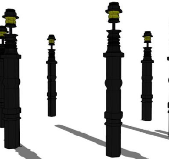 现代庭院景观单臂灯SU模型下载_sketchup草图大师SKP模型