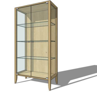 毛榉木典雅边柜SU模型下载_sketchup草图大师SKP模型