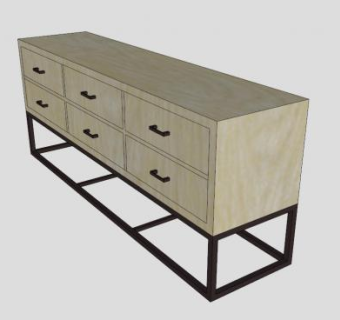 带6个抽屉的餐具柜SU模型下载_sketchup草图大师SKP模型