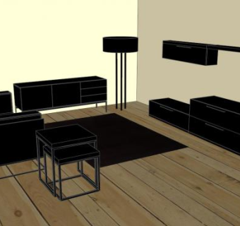 黑色系列家具SU模型下载_sketchup草图大师SKP模型