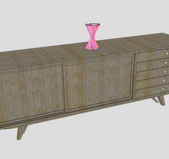 现代木材边柜SU模型下载_sketchup草图大师SKP模型