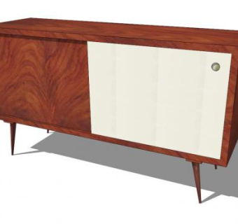 双色木制餐具柜SU模型下载_sketchup草图大师SKP模型