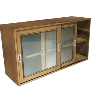 琉璃墙柚木储物柜SU模型下载_sketchup草图大师SKP模型