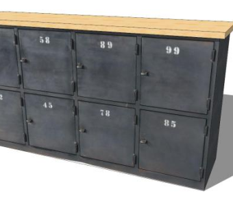 金属和木材储物柜SU模型下载_sketchup草图大师SKP模型