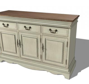奶油色餐具柜SU模型下载_sketchup草图大师SKP模型