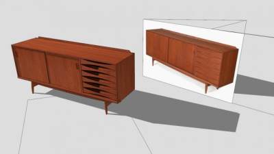 柚木柜餐具柜SU模型下载_sketchup草图大师SKP模型