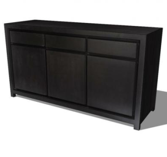 矩形黑色餐具柜SU模型下载_sketchup草图大师SKP模型