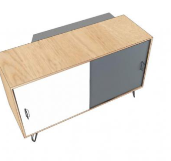 低矮木制餐具柜SU模型下载_sketchup草图大师SKP模型