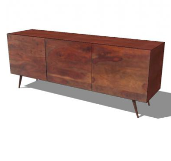 深色实木餐具柜SU模型下载_sketchup草图大师SKP模型