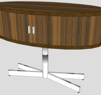 椭圆形餐具柜SU模型下载_sketchup草图大师SKP模型