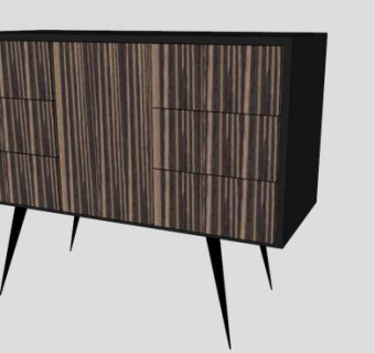 复古边柜SU模型下载_sketchup草图大师SKP模型