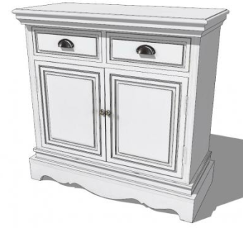 乳白色木制餐具柜SU模型下载_sketchup草图大师SKP模型