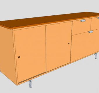 橘色餐具柜SU模型下载_sketchup草图大师SKP模型