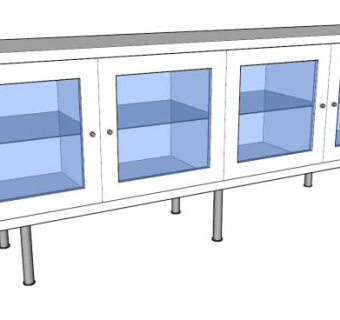 宜家玻璃门餐具柜SU模型下载_sketchup草图大师SKP模型