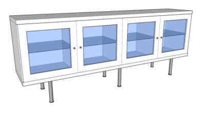 宜家玻璃门餐具柜SU模型下载_sketchup草图大师SKP模型