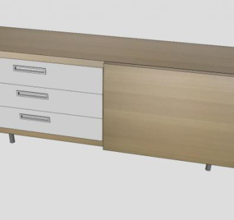 实木带抽屉餐具柜SU模型下载_sketchup草图大师SKP模型