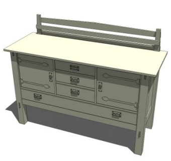 现代木制餐具柜SU模型下载_sketchup草图大师SKP模型