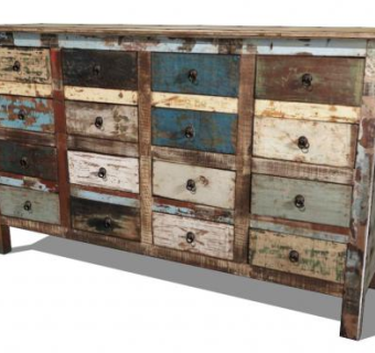 回收木材制成的边柜SU模型下载_sketchup草图大师SKP模型