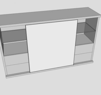 推拉门餐边柜SU模型下载_sketchup草图大师SKP模型