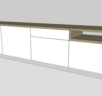 白色现代边柜SU模型下载_sketchup草图大师SKP模型