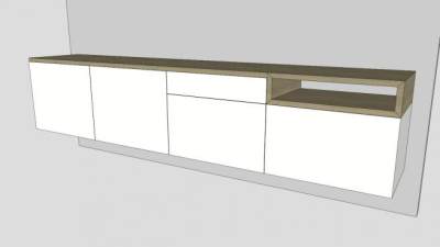 白色现代边柜SU模型下载_sketchup草图大师SKP模型