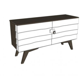 黑胡桃木餐具柜SU模型下载_sketchup草图大师SKP模型