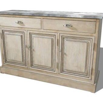 木制三门餐具柜SU模型下载_sketchup草图大师SKP模型