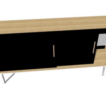 实木底座的橱柜SU模型下载_sketchup草图大师SKP模型