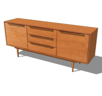 复古风格木制餐边柜SU模型下载_sketchup草图大师SKP模型