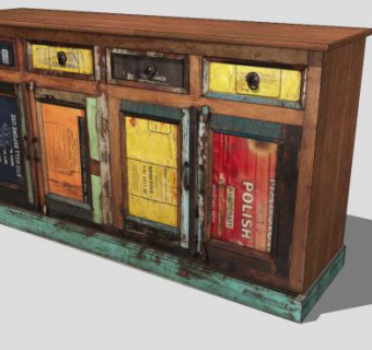 五彩餐边柜SU模型下载_sketchup草图大师SKP模型