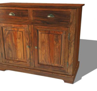 实木双门边柜SU模型下载_sketchup草图大师SKP模型