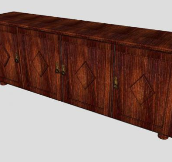 铜木餐边柜SU模型下载_sketchup草图大师SKP模型