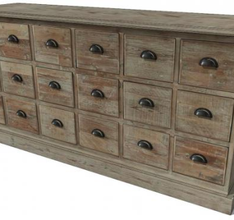 松木边柜SU模型下载_sketchup草图大师SKP模型