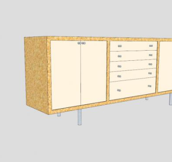 宜家黄色餐具柜SU模型下载_sketchup草图大师SKP模型
