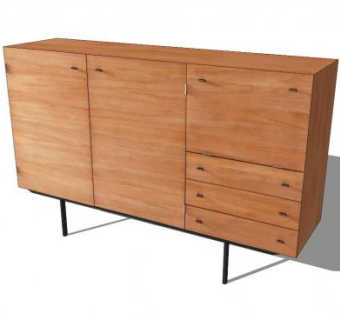 法国木制边柜SU模型下载_sketchup草图大师SKP模型