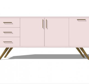 粉红色和金色斯堪的纳维亚餐具柜SU模型下载_sketchup草图大师SKP模型